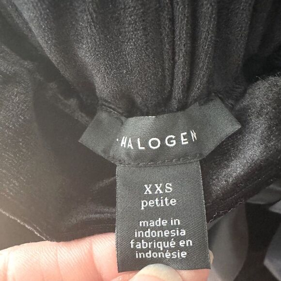 Casual Nordstrom Halogen Black Velour Cropped Trousers w/Satin Belt XXS Petite - Picture 3 of 4